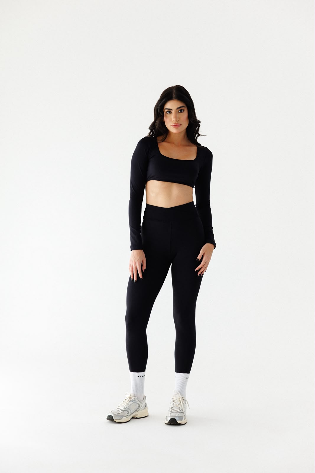 Conjunto legging Basic com top manga longa -  Preto